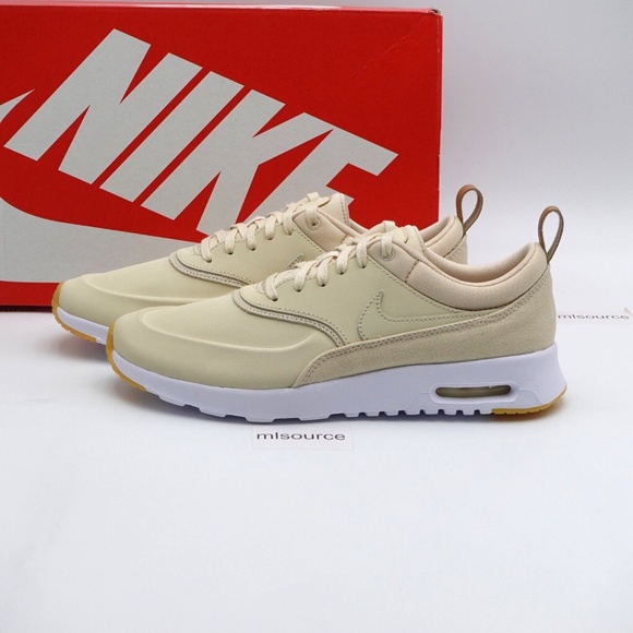 NEW Nike Air Max Thea Premium Leather Sneakers FJ9304-204 Beach - Picture 1 of 7
